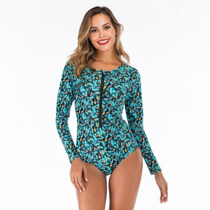 Sexy One Piece Zip Front Diving Swimsuit-STYLEGOING