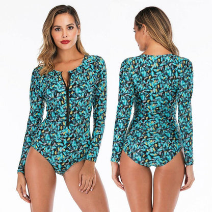 Sexy One Piece Zip Front Diving Swimsuit-STYLEGOING