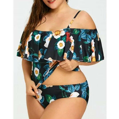 Plus Size Bikini Set Swimwear Ruffle Bra-STYLEGOING