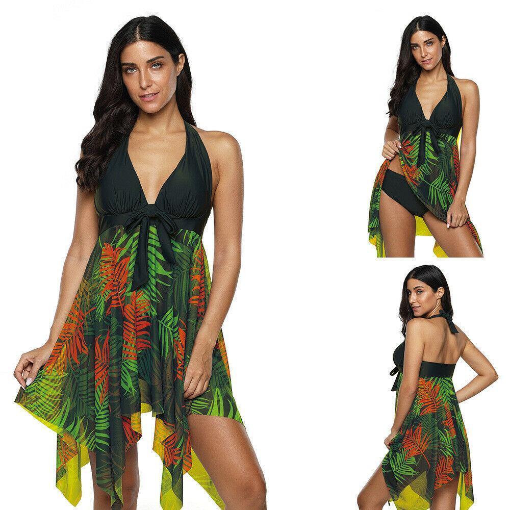 Plus Size Tankini Halter Swimsuit-STYLEGOING