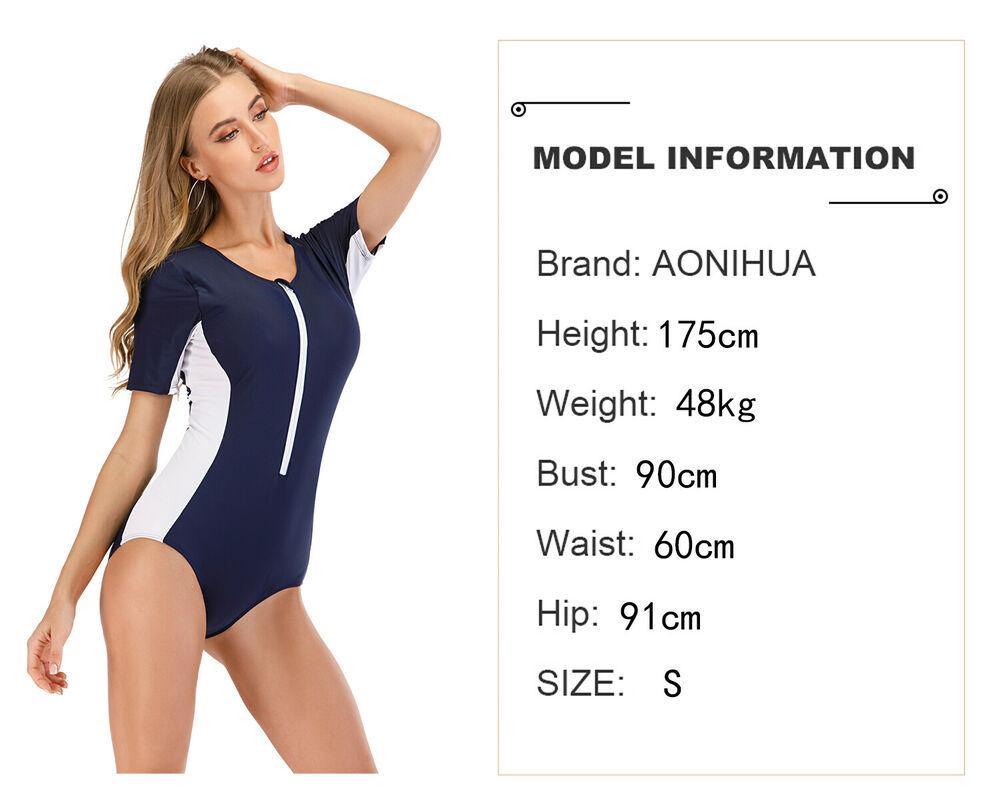 Short Sleeve One Piece Rash Guard Swimwear-STYLEGOING