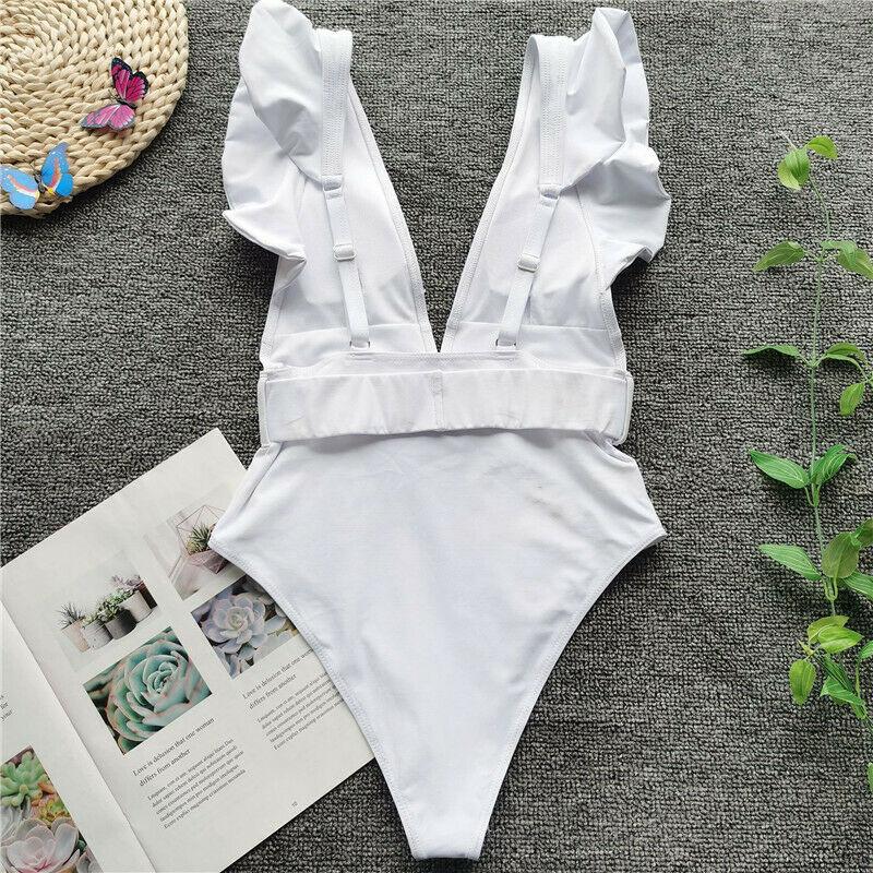Sexy Solid Falbala Bikini with Buckle-STYLEGOING