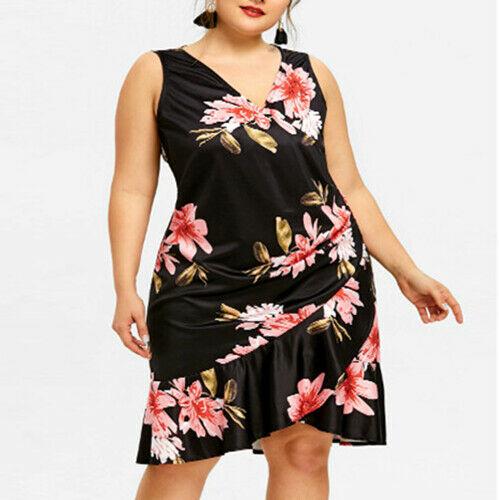 Womens Casual Plus Size Midi Dresses-STYLEGOING