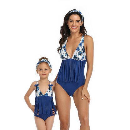 Family One Piece High Waist Tankini Tassels-STYLEGOING