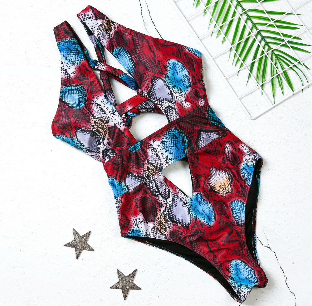 Women Snake Print Bikini Swimsuit-STYLEGOING