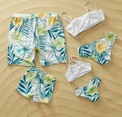 Family Beach Holiday Summer Leaf Print Bikini-STYLEGOING