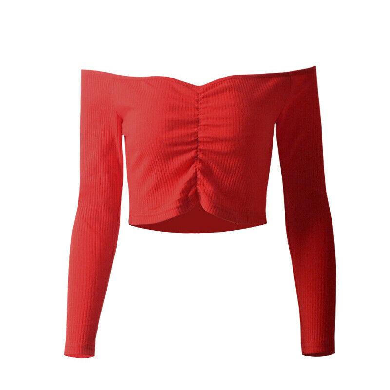 Sexy Slim Off Shoulder Crop Tops-STYLEGOING