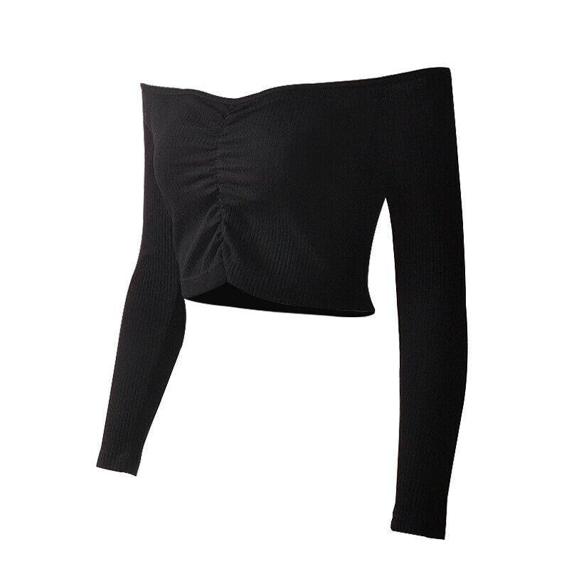 Sexy Slim Off Shoulder Crop Tops-STYLEGOING