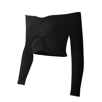 Sexy Slim Off Shoulder Crop Tops-STYLEGOING