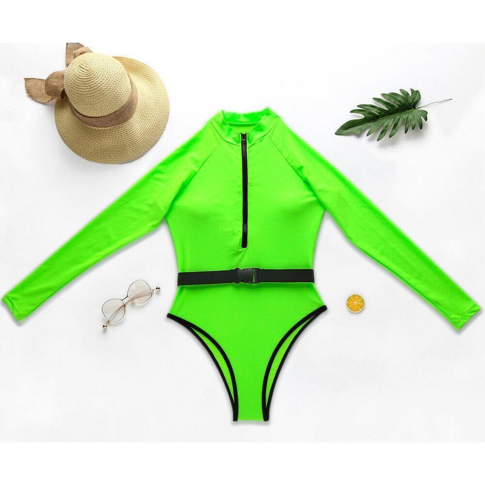 One Piece Long Sleeve Zipper Monokini-STYLEGOING