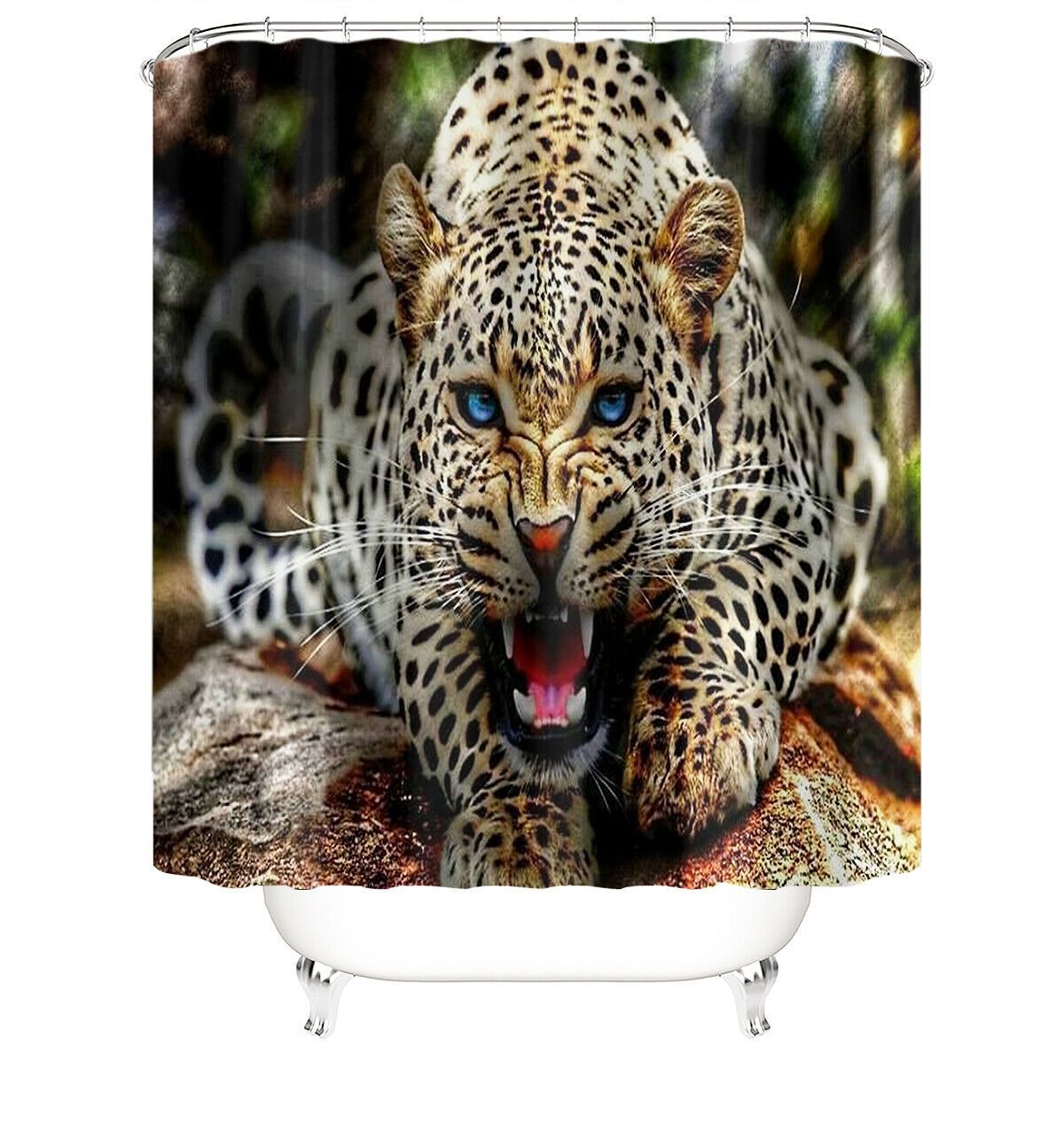 3D Leopard Fabric Shower Curtain For Bathroom-STYLEGOING
