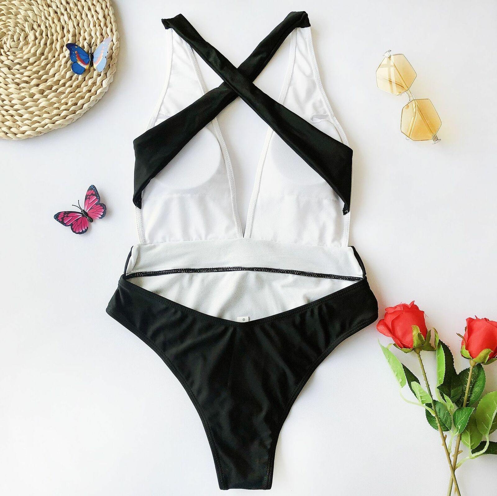 Womens Cross Back One Piece Monokini-STYLEGOING