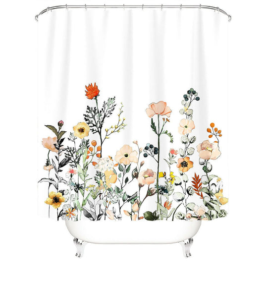 Floral Fabric Shower Curtains-STYLEGOING