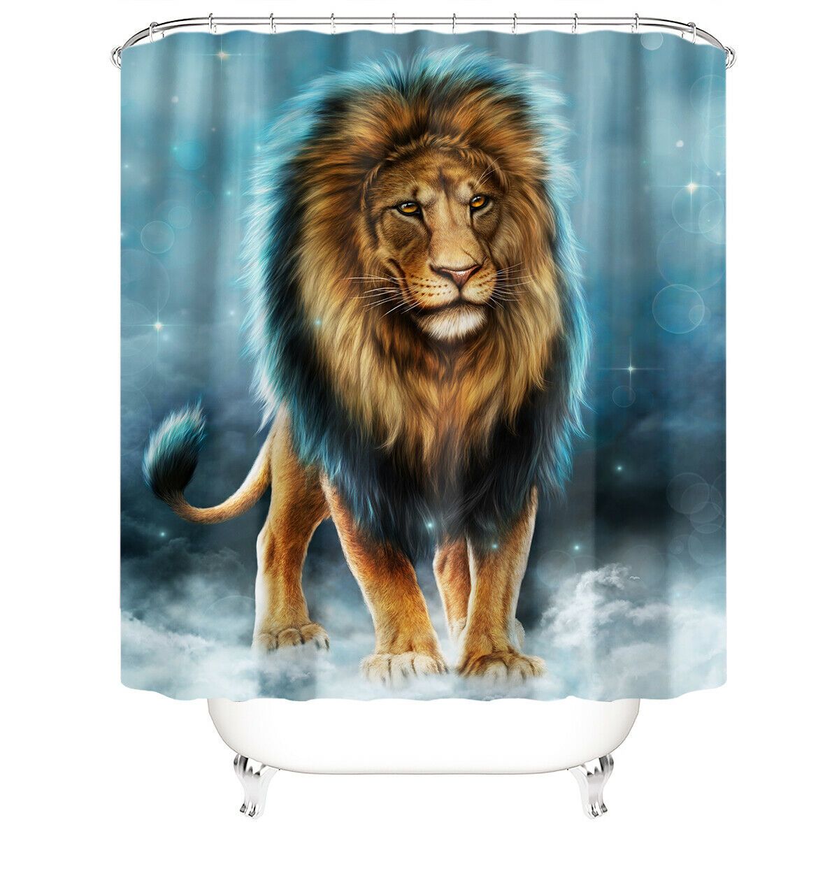 Lion Fabric Shower Curtain-STYLEGOING