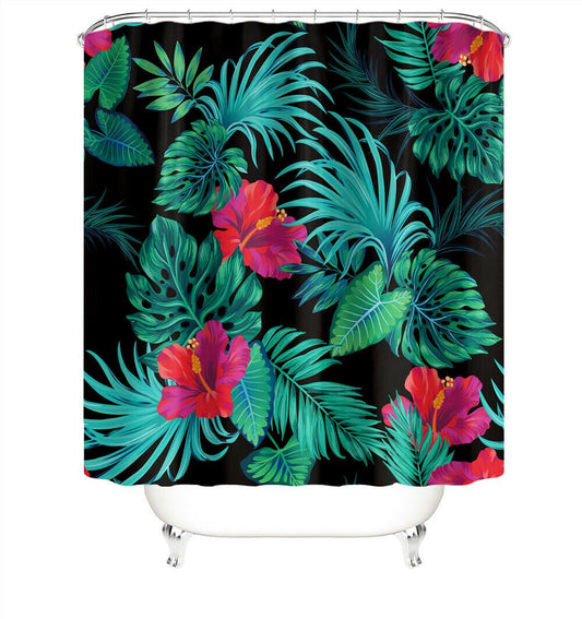 Floral&Leaf Fabric Shower Curtain-STYLEGOING
