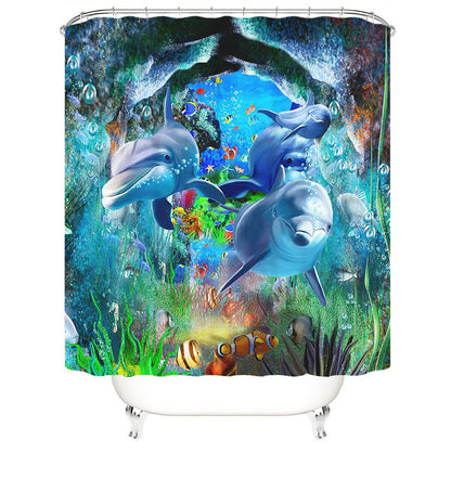 Dolphin Fabric Shower Curtain-STYLEGOING