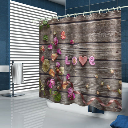 Floral Love Wodd Fabric Shower Curtain-STYLEGOING
