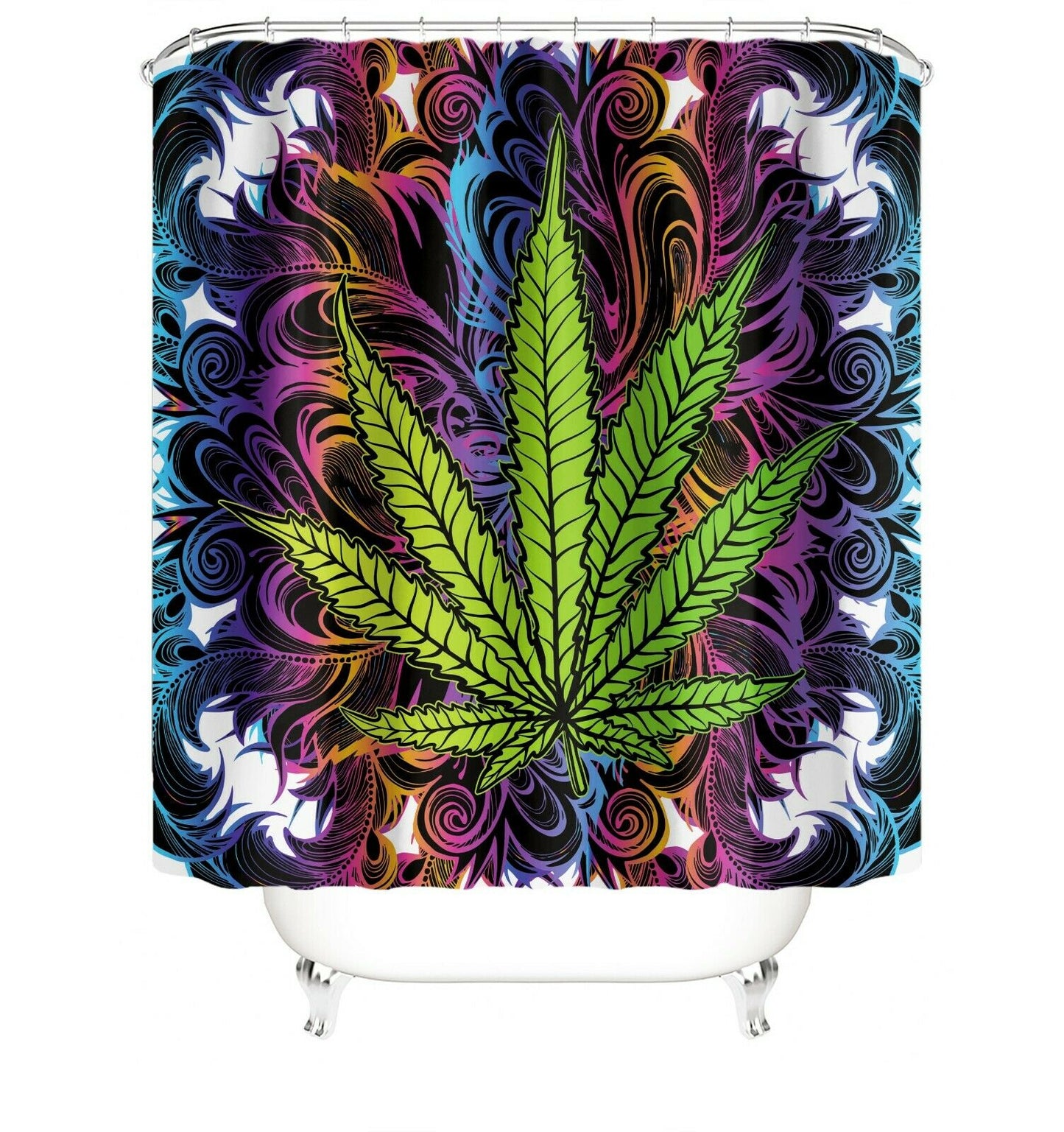 Green Leaf Fabric Shower Curtain-STYLEGOING