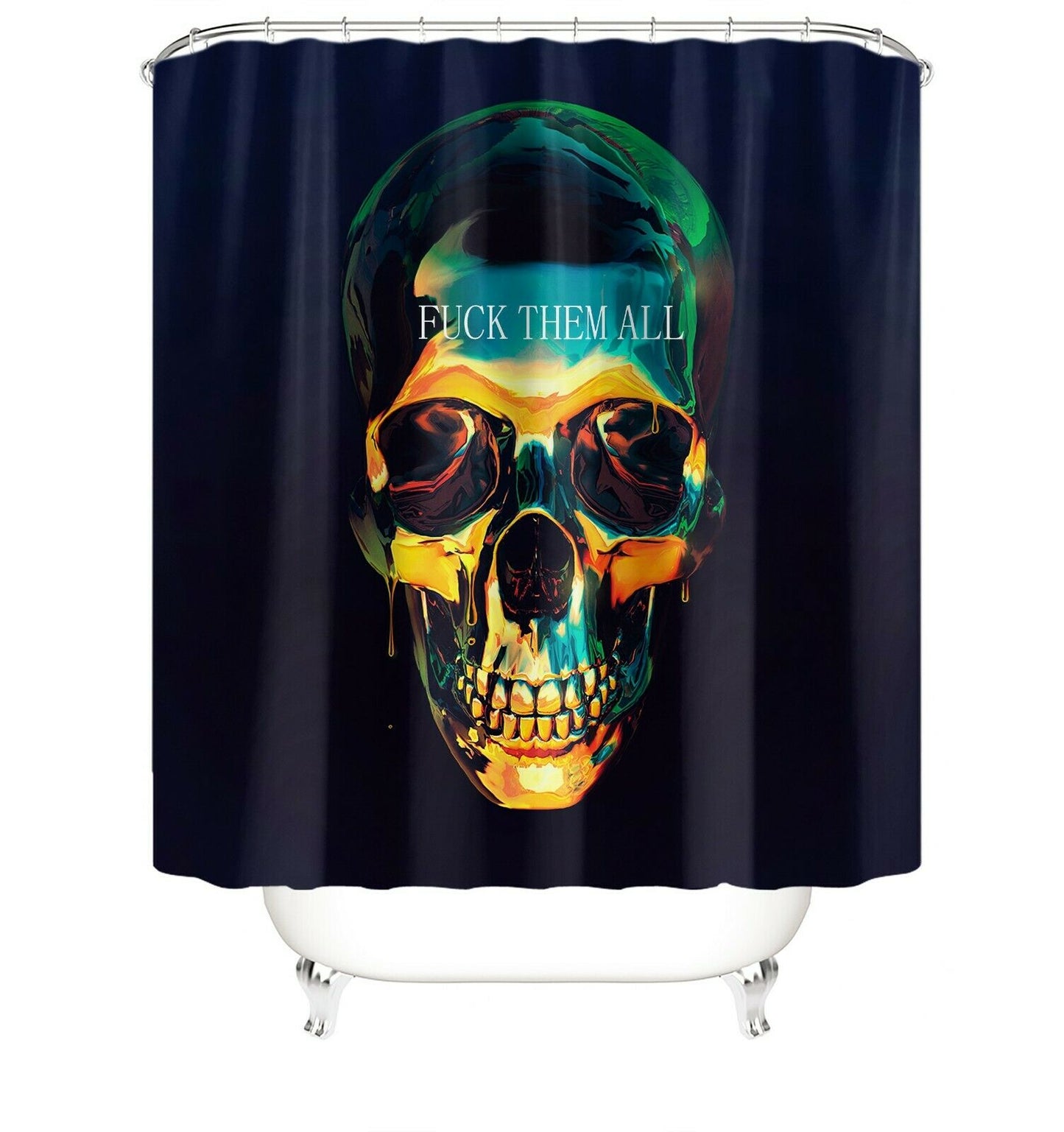 Skull Shower Curtain Set Thick Bathroom Rug Bath Mat Non-Slip Toilet Lid Cover-STYLEGOING