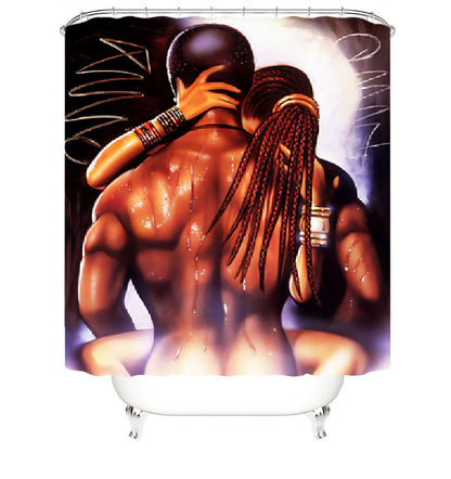 African Woman Shower Curtain Bathroom Rug Set Bath Mat Non-Slip Toilet Lid Cover-STYLEGOING