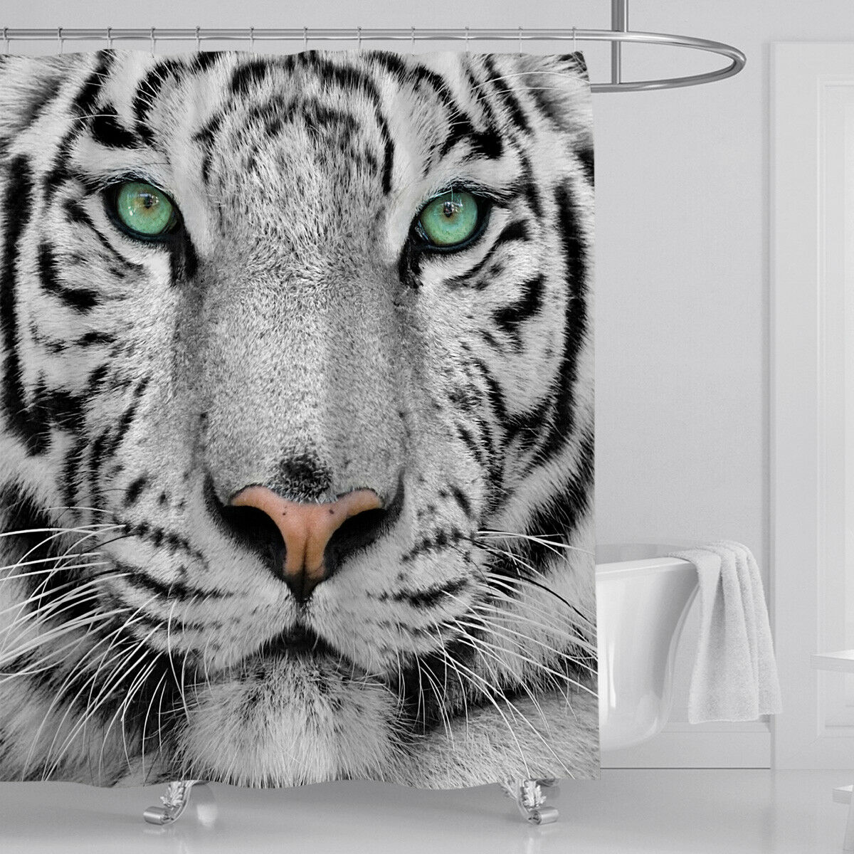 Tiger Head Fabric Shower Curtain-STYLEGOING