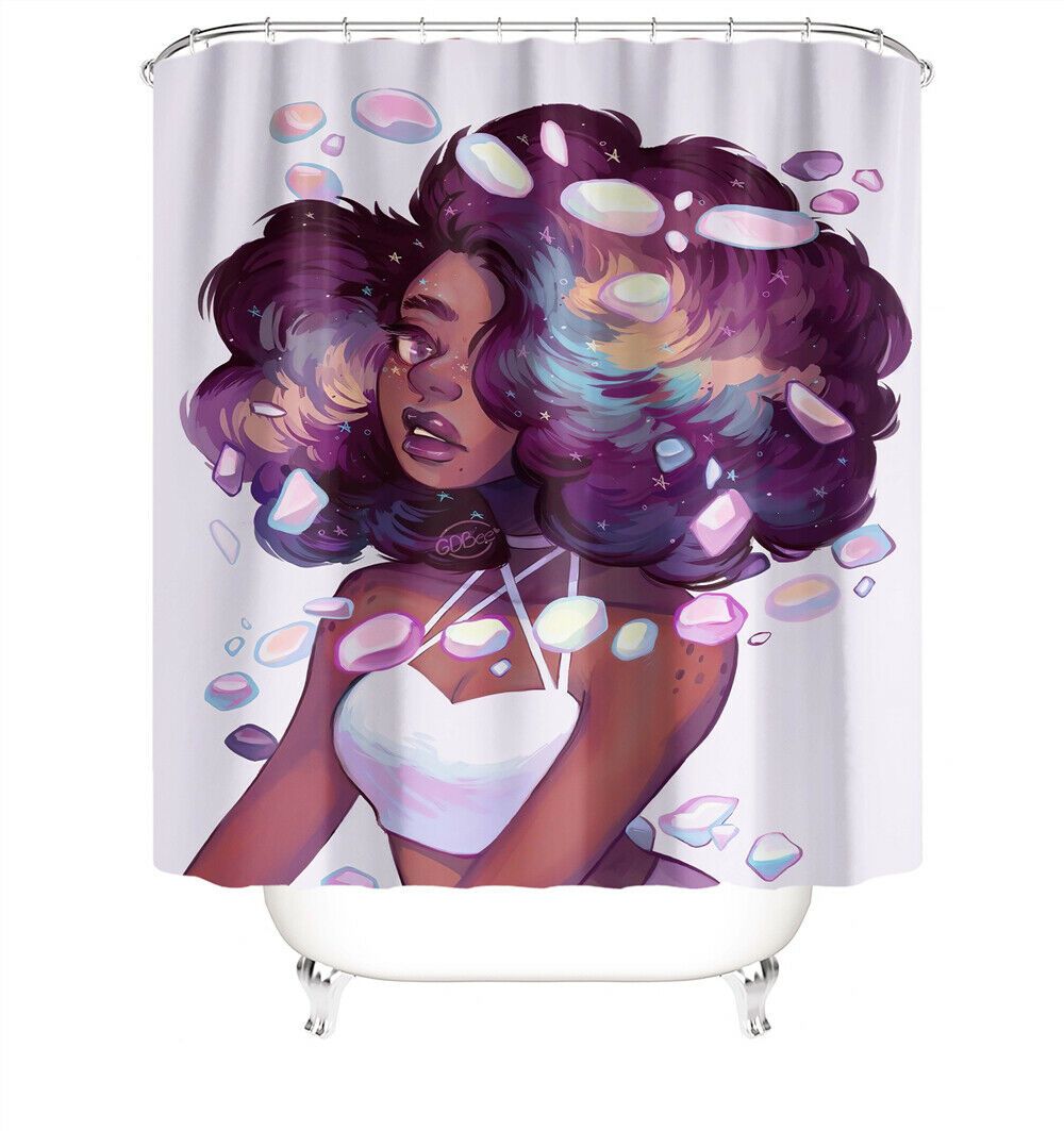 African Woman Shower Curtain Bathroom Rug Set Bath Mat Non-Slip Toilet Lid Cover-STYLEGOING