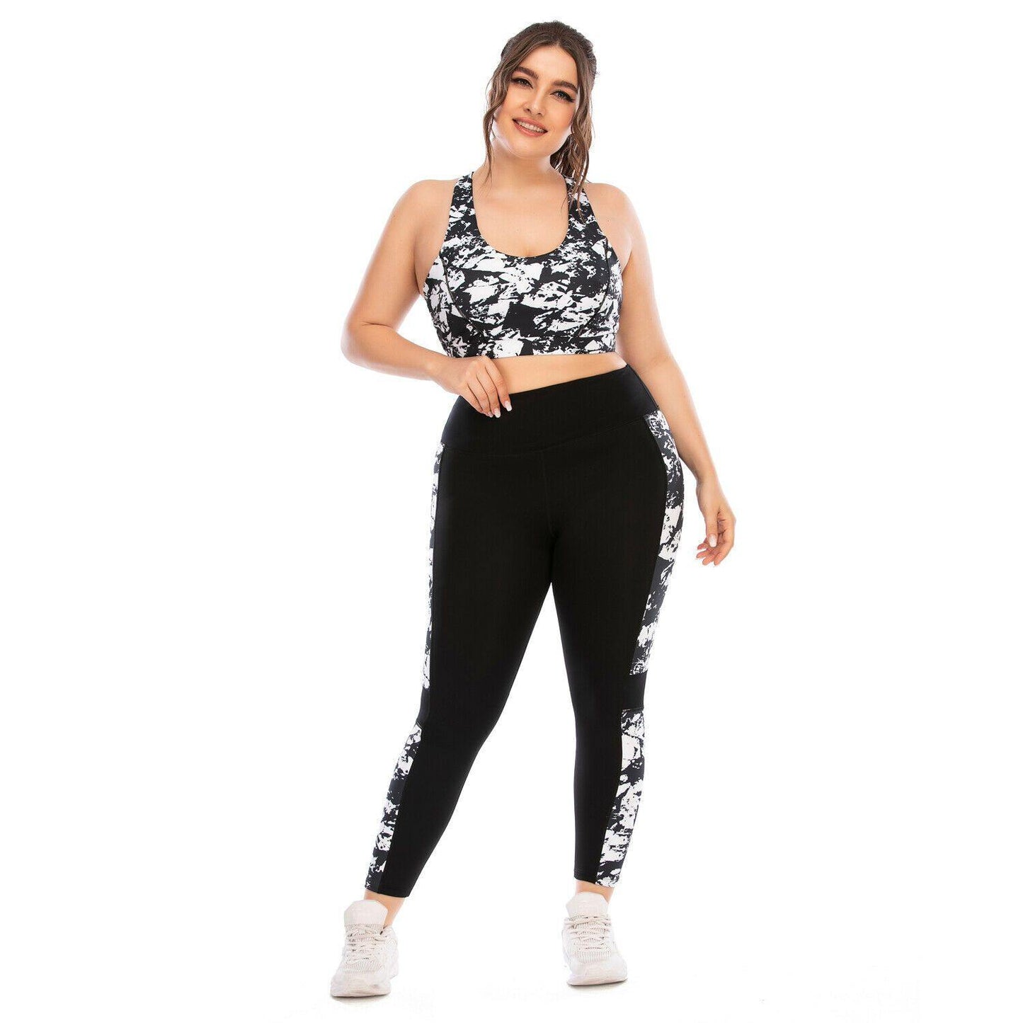 Women's Plus Size Yoga Set Gym Sports Bra Leggings Pants Fitness Jogging Outfit-STYLEGOING