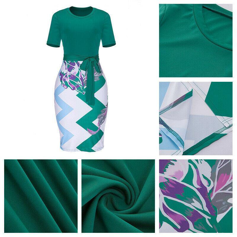 Casual Short Sleeve Bodycon Midi Dress-STYLEGOING