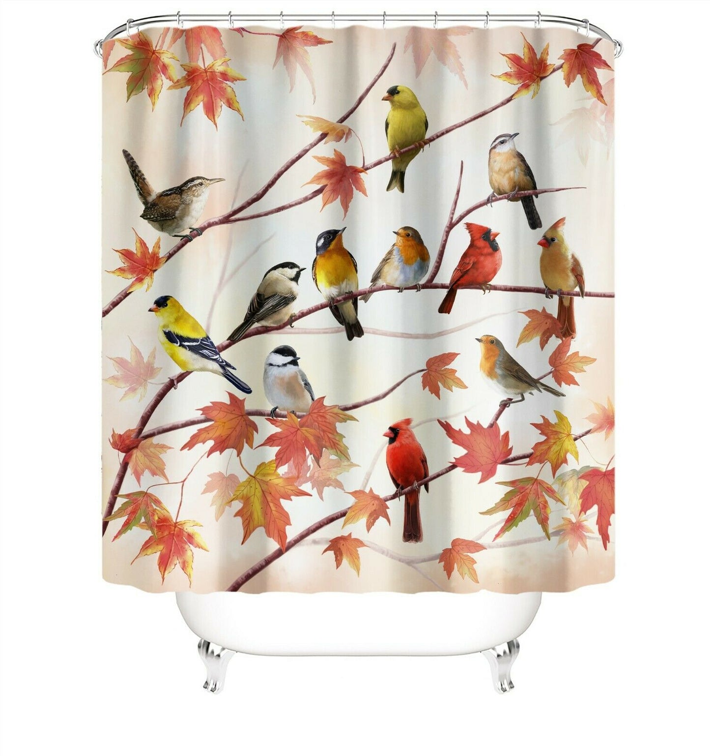 Birds&Tree Fabric Shower Curtain For Bathroom-STYLEGOING