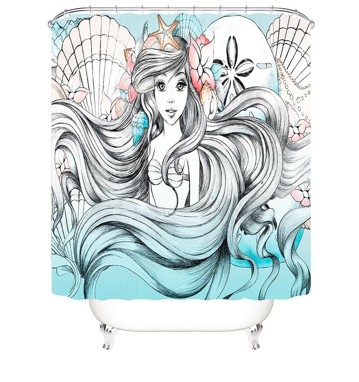 Long Hair Girl Fabric Shower Curtain-STYLEGOING