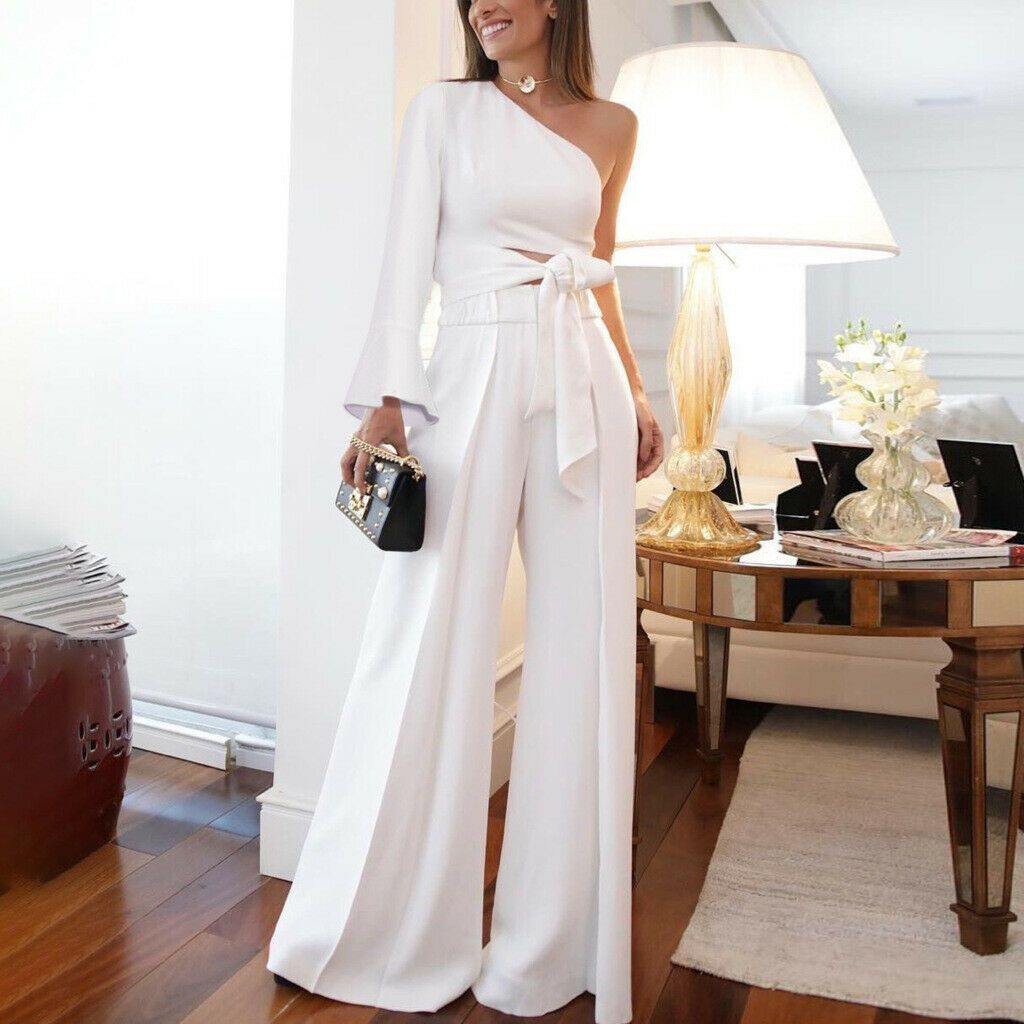 Loose One Shoulder Long Sleeves Jumpsuits-STYLEGOING