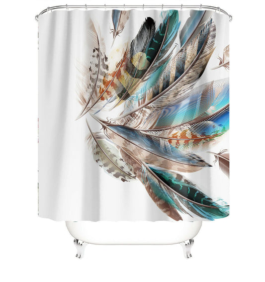 Feather Fabric Shower Curtain For Bathroom-STYLEGOING