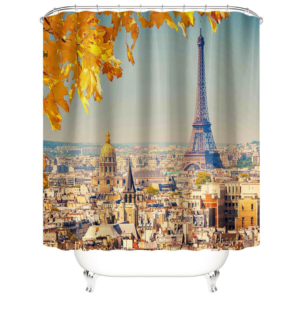 Eiffel Series Fall Leaves Fabric Shower Curtain-STYLEGOING
