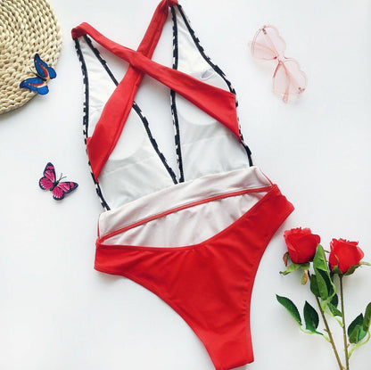 Womens Cross Back One Piece Monokini-STYLEGOING