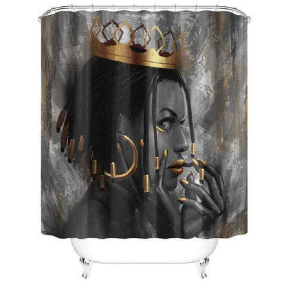 African Woman Fabric Shower Curtains-STYLEGOING