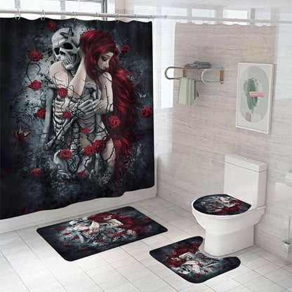 Farewell Hug Shower Curtain Bathroom Rug Set Bath Mat Non-Slip Toilet Lid Cover-STYLEGOING