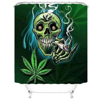 Skull Shower Curtain Bathroom Rug Set Thick Bath Mat Non-Slip Toilet Lid Cover-STYLEGOING