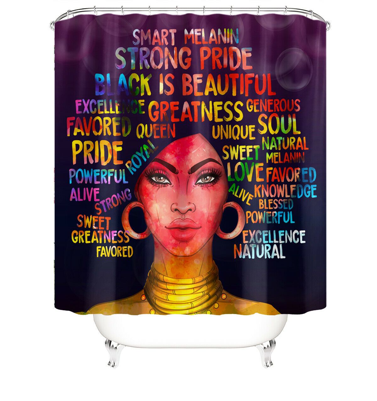 African Woman Fabric Shower Curtain-STYLEGOING