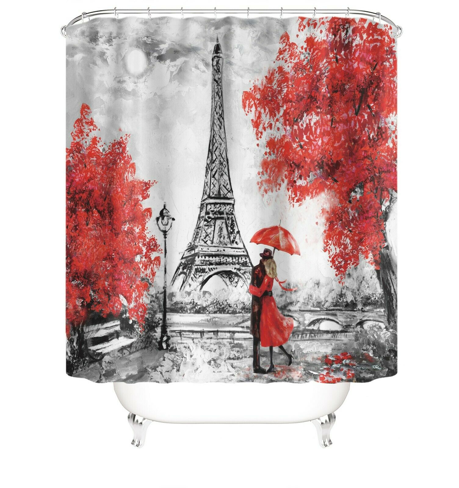 Eiffel Series Fall Leaves Fabric Shower Curtain-STYLEGOING