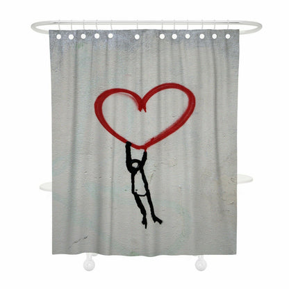 Loving Heart Fabric Shower Curtain-STYLEGOING