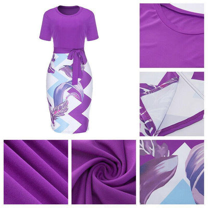 Casual Short Sleeve Bodycon Midi Dress-STYLEGOING