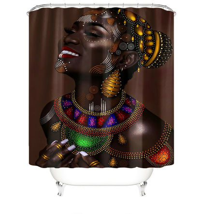 African Woman Fabric Shower Curtain-STYLEGOING
