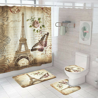 Eiffel Series Fall Leaves Fabric Shower Curtain-STYLEGOING