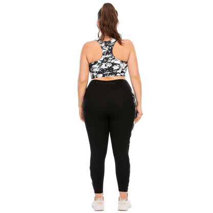 Women's Plus Size Yoga Set Gym Sports Bra Leggings Pants Fitness Jogging Outfit-STYLEGOING