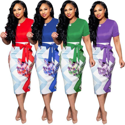 Casual Short Sleeve Bodycon Midi Dress-STYLEGOING