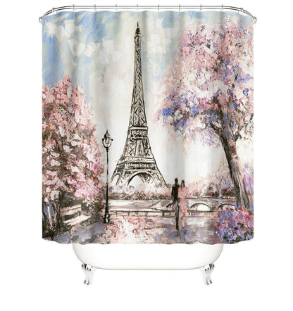 Eiffel Tower Fabric Shower Curtain-STYLEGOING