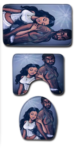 African Woman Shower Curtain Bathroom Rug Set Bath Mat Non-Slip Toilet Lid Cover-STYLEGOING