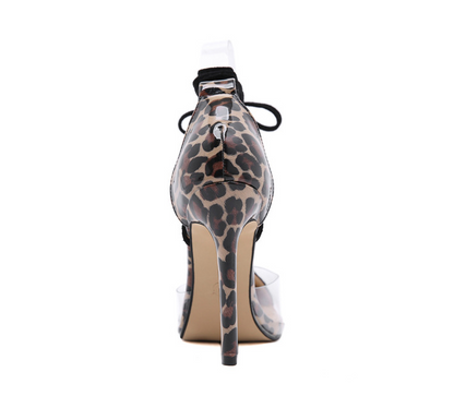 Sexy Leopard Lace up High Hell Sandals-STYLEGOING