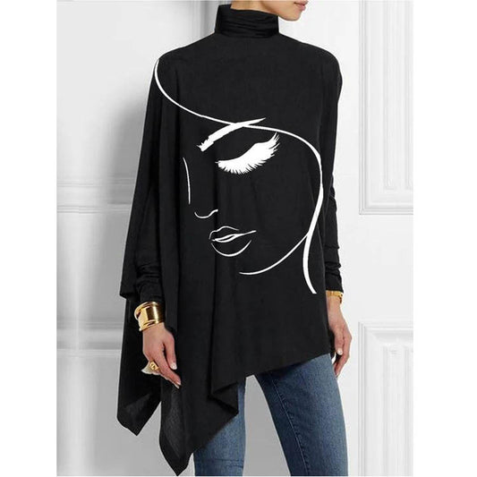 Elegant High Neck Women Long Sleeves T Shirts