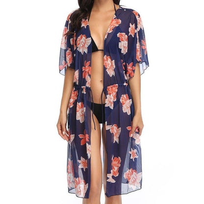Chiffon Drawstring Midi Cover Up-STYLEGOING